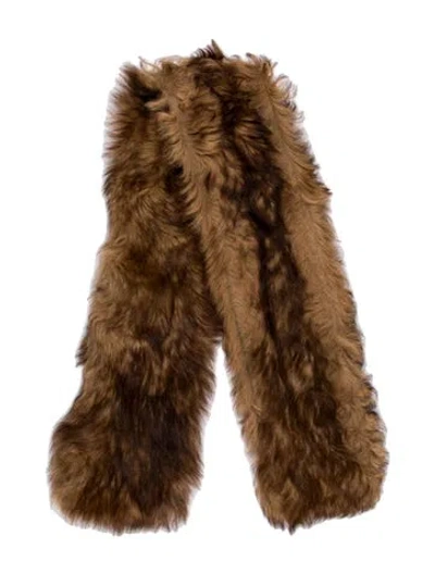 Pre-owned Ralph Lauren Lambskin Scarf In Brown
