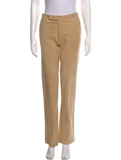 Pre-owned Ralph Lauren Lambskin Straight Leg Pants In Neutral