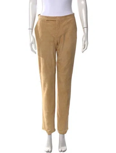 Pre-owned Ralph Lauren Lambskin Straight Leg Pants In Neutral