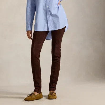 Ralph Lauren Lambskin Suede Super-slim Pant In Blue