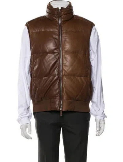 Pre-owned Ralph Lauren Lambskin Vest In Brown