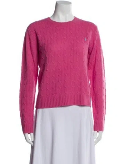 Pre-owned Ralph Lauren Lambswool Crew Neck Sweater In Pink