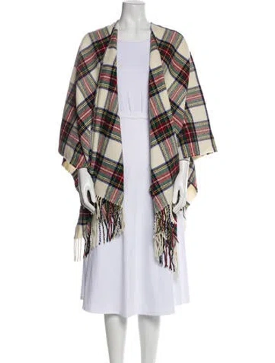 Pre-owned Ralph Lauren Lambswool Plaid Print Shawl