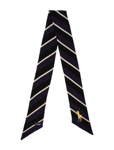 Pre-owned Ralph Lauren Lambswool Striped Scarf In Purple