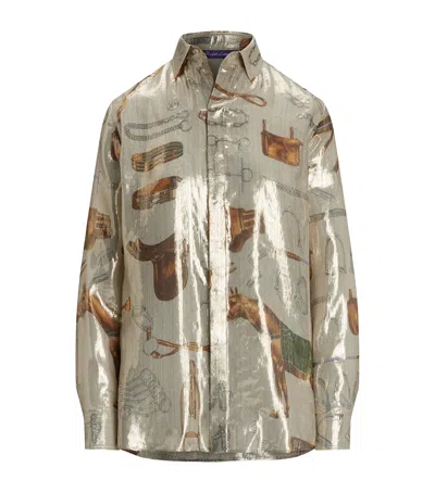 RALPH LAUREN LAMÉ EQUESTRIAN PRINT EVELINA SHIRT