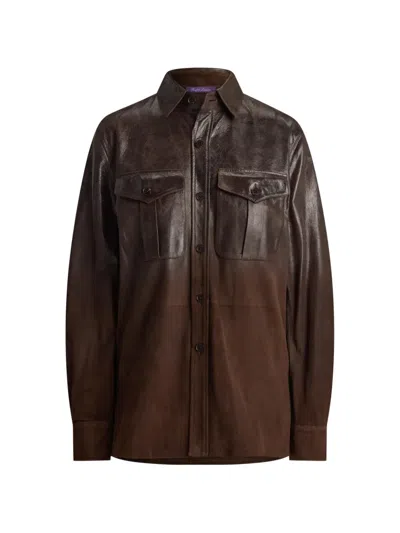 Ralph Lauren Landry Degradé Suede Shirt In Brown