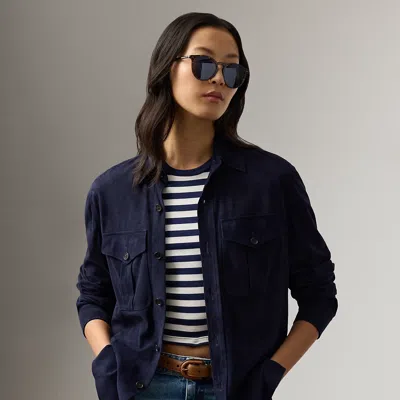 Ralph Lauren Landry Lamb-suede Shirt In Blue