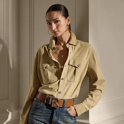 Polo Ralph Lauren Landry Lamb-suede Shirt In Icon Tan