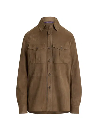 Ralph Lauren Landry Lamb-suede Shirt In Brown