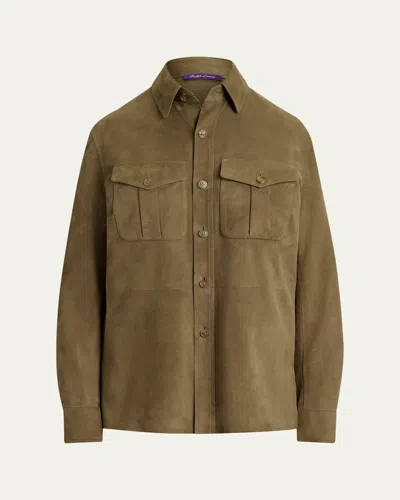 Ralph Lauren Landry Lamb-suede Shirt In Green