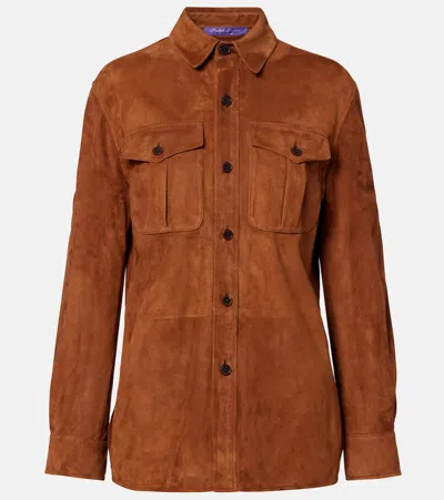 Ralph Lauren Landry Suede Shirt In Brown