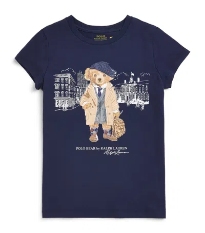 Ralph Lauren Kids' Landscape Bear Graphic T-shirt In Blue