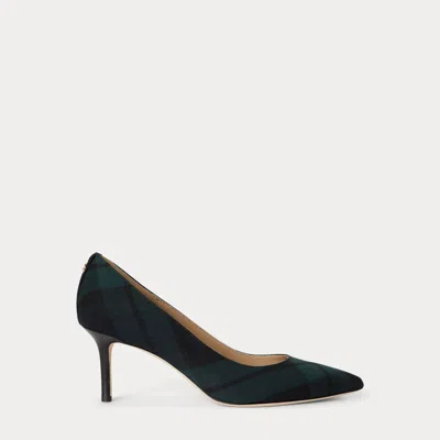 Ralph Lauren Lanette Black Watch Plaid Twill Pump In Navy/green/black