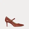 Ralph Lauren Lanette Calfskin Mary Jane Pump In Brown