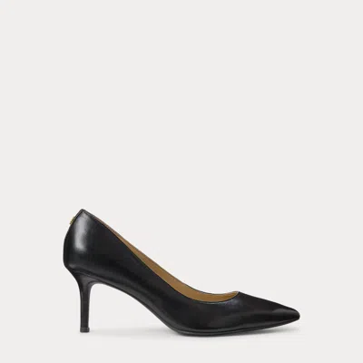 Ralph Lauren Lanette Leather Pump In Black In Animal Print