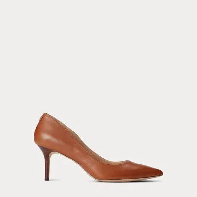 Ralph Lauren Lanette Leather Pump In Deep Saddle Tan In Multi