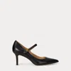 Ralph Lauren Lanette Metallic-trim Mary Jane Pump In Black