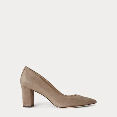 Ralph Lauren Lanette Suede Block-heel Pump In Brown