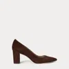 Ralph Lauren Lanette Suede Block-heel Pump In Brown