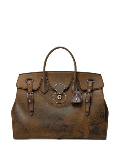 Ralph Lauren Large Buckle-detail Satchel Bag In Brown