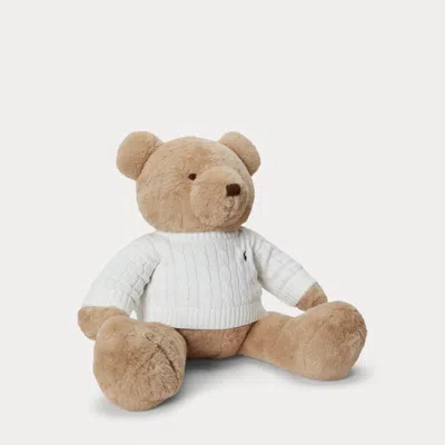 Ralph Lauren Babies' Large Cable-sweater Polo Bear In Trophy Cream In Brown