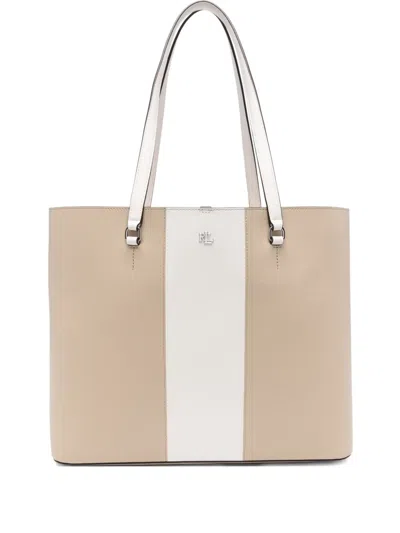 Ralph Lauren Large Karly Panelled Leather Tote Bag In Neutral