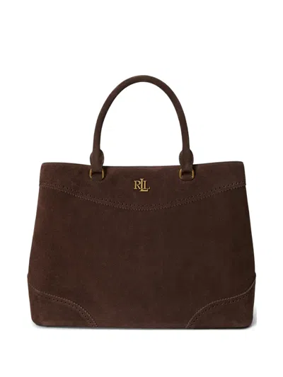 Ralph Lauren Grosse Marcy Satchel-tasche Aus Wildleder In Purple