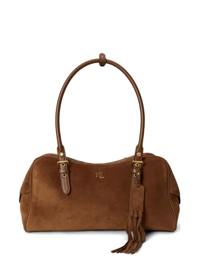 Ralph Lauren Grosse Marcy Schultertasche Aus Wildleder In Pattern