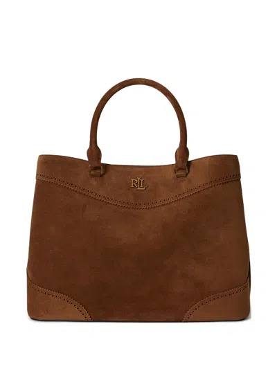 Ralph Lauren Large Marcy Suede Tote Bag In Pattern