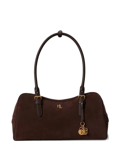 Ralph Lauren Large Marcy Suede Zip Satchel Bag In Brown