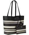 Ralph Lauren Large Reversible Tote Bag In Black,malecon Stripe