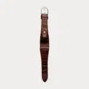 Polo Ralph Lauren Large Stirrup Alligator Watch Strap In Brown/silver