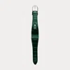 Polo Ralph Lauren Large Stirrup Alligator Watch Strap In Green/silver