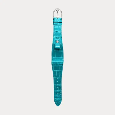 Polo Ralph Lauren Large Stirrup Caiman Watch Strap In Blue