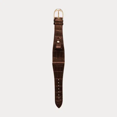 Polo Ralph Lauren Large Stirrup Caiman Watch Strap In Gold