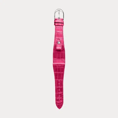 Polo Ralph Lauren Large Stirrup Caiman Watch Strap In Pink