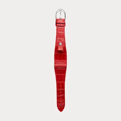 Polo Ralph Lauren Large Stirrup Caiman Watch Strap In Red
