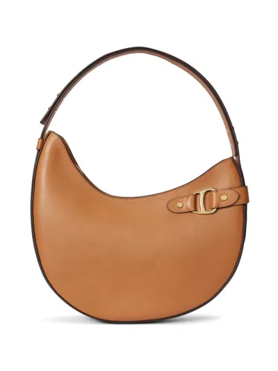 Ralph Lauren Large Tasha D-ring Leather Shoulder Bag In Brown