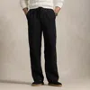 Ralph Lauren Lateef Relaxed Fit Pleated Linen Pant In Black