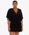 Ralph Lauren Lauren By  Crinkle Rayon Tunic In Black