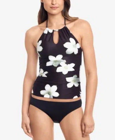 Ralph Lauren Lauren By  Floral Print Halterkini Hipster Bikini Bottoms In White