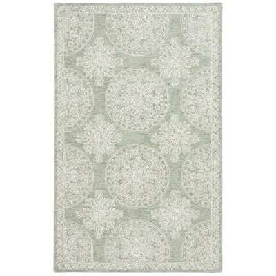 Ralph Lauren Lauren Lauren  Hand Tufted Wool & Cotton Geometric Rug In Sage,ivory
