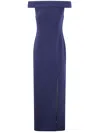 Ralph Lauren Off-shoulder Split Dress In Blue