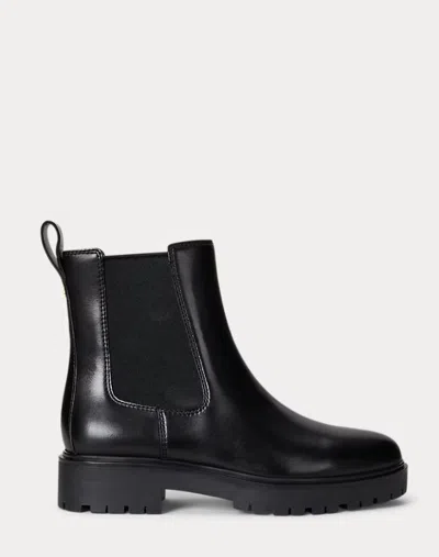 Ralph Lauren Allyson Burnished Leather Bootie In Black