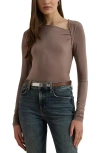 Ralph Lauren Lauren  Asymmetric Neck Top In Brown