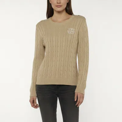 Pre-owned Ralph Lauren Lauren  Beige Knit Long Sleeve Sweater Xl In Sand