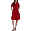 Ralph Lauren Lauren  Belted Cotton Blend Shirtdress In Red