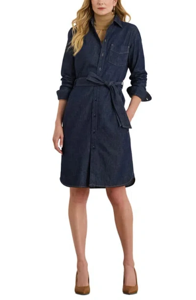 Ralph Lauren Lauren  Belted Denim Shirtdress In Blue