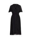 Ralph Lauren Women's Self-belt Roll-tab Sleeve Surplice Crepe Dress In Black