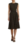 Ralph Lauren Geo-print Belted Bubble Crepe Dress In Black